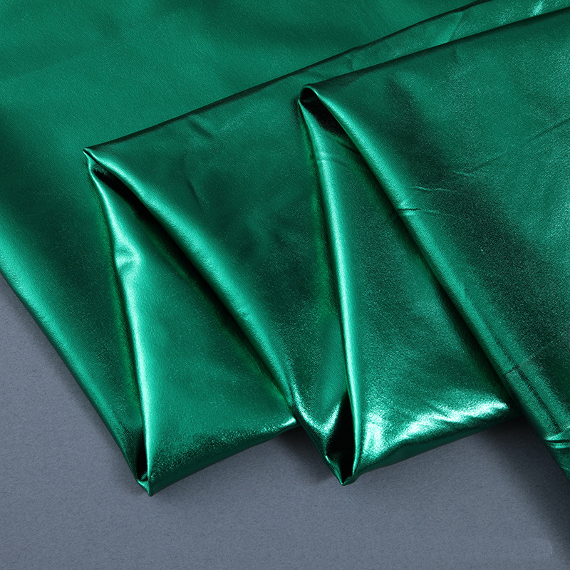 ETong  Four Way Stretch Shiny Gold Bronzing Foil Spandex Fabric PU Glossy Leather Fabric  For Stage Cosplay Costu