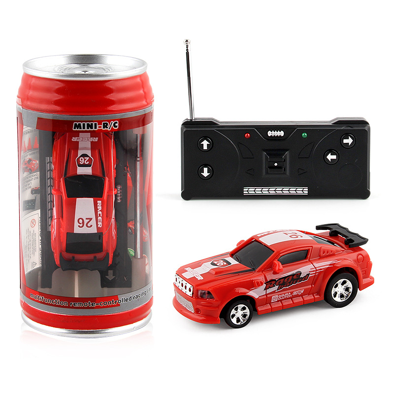 Portable Pocket Toy Car with 4PCS Roadblocks Cans Mini RC Car