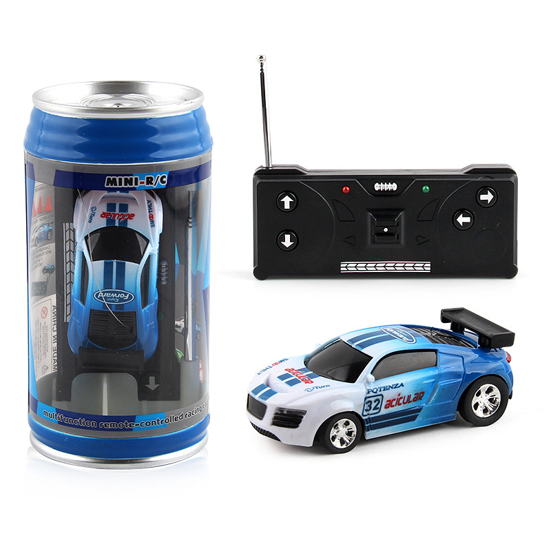 Portable Pocket Toy Car with 4PCS Roadblocks Cans Mini RC Car
