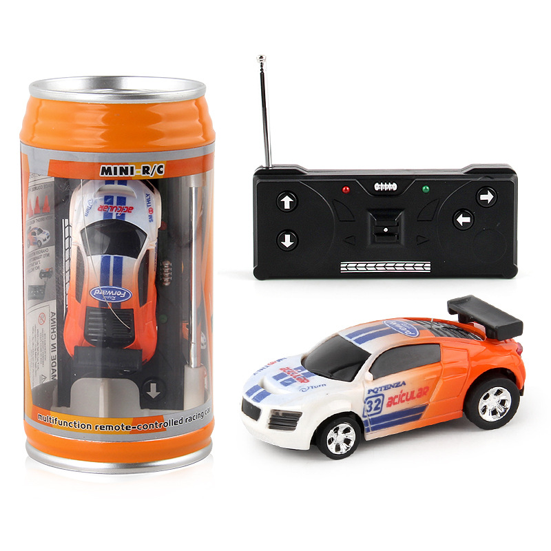 Portable Pocket Toy Car with 4PCS Roadblocks Cans Mini RC Car