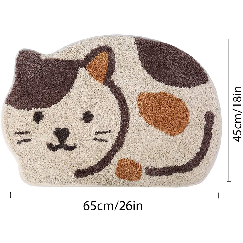 Plush Water Absorbbent Cartoon Cat Shape Bathroom Floor Mat Anti Slip  Floor Cushion Mat For Kids 