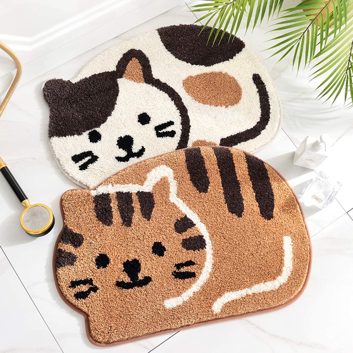 Plush Water Absorbbent Cartoon Cat Shape Bathroom Floor Mat Anti Slip  Floor Cushion Mat For Kids 
