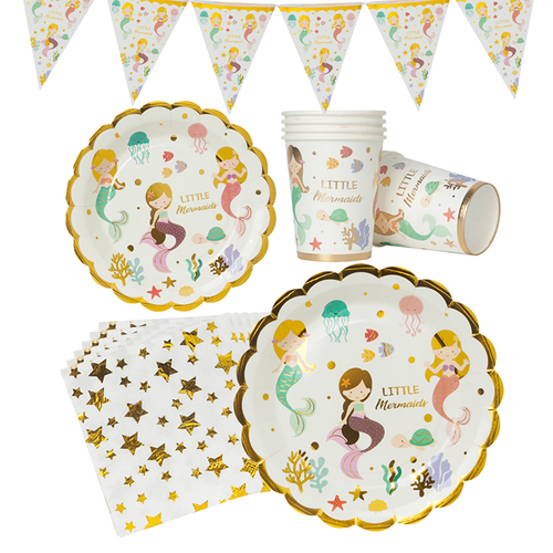 Kids Party Disposable Paper Little Mermaid Themed Party Supplies