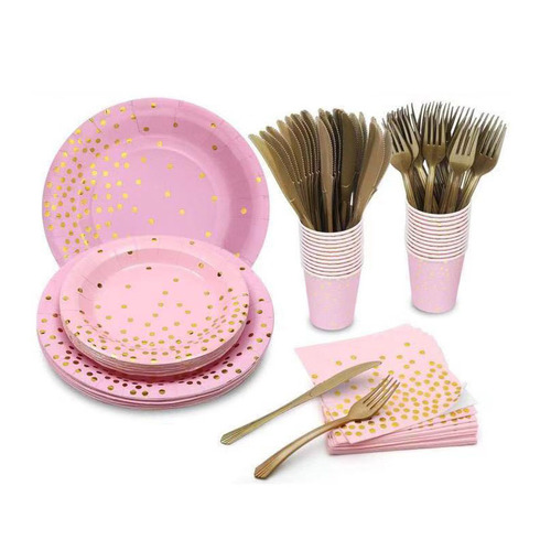 Disposable Party tableware table decorations Supplies birthday wedding Christmas Valentine Paper Cup Plate Napkin set fo