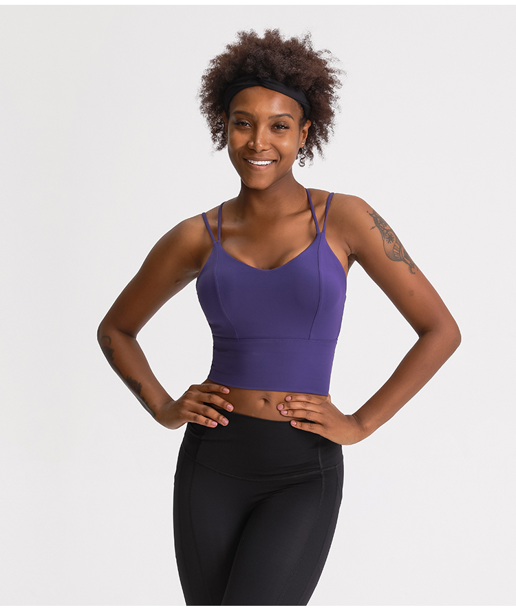  Lengthening Hem Sports Bra Sexy Sling Cross Beauty Back Sports Lingerie Women
