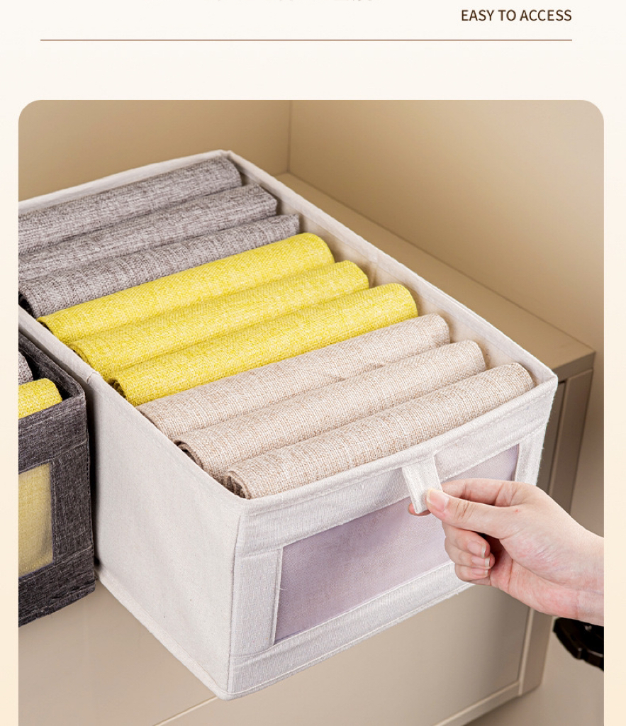 Hot selling Foldable Visible Clothes Storage Box Wardrobe Clothing Organizing Box Drawer Jeans Storage Box