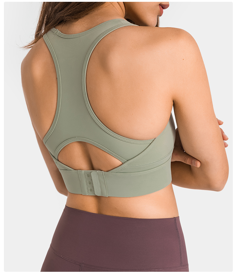 Women High Elastic Shock Proof Sport Bra with Pad Fitness Bandeau Open Back Sports Yoga Bra Racerback Bra 
