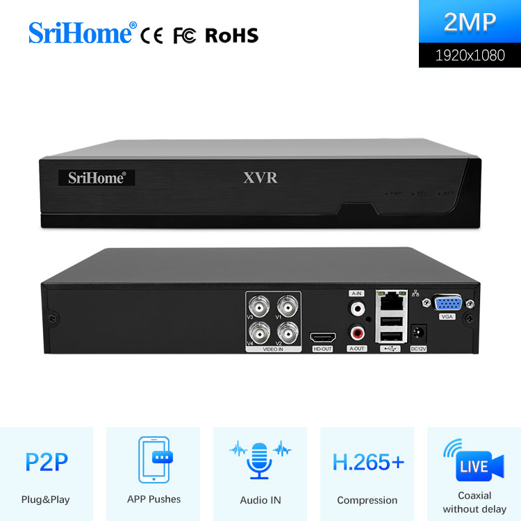 Hot Sale 2022 Srihome 4CH 1080p HD Digital Camera Video TVI/AHD/DVR/NVR/CVI Cctv Cameras System Surveillance System