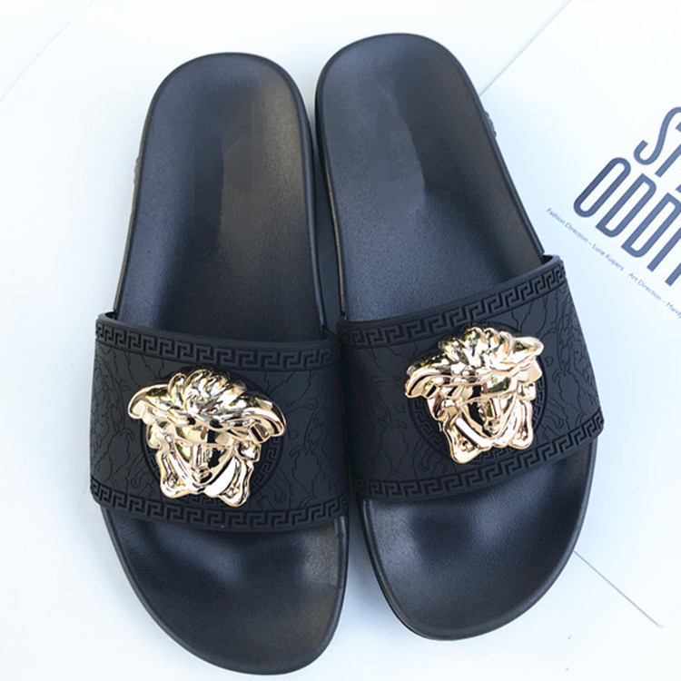 latest women and man platform shoes with head ornament one-piece non-slip beach comfortable casual slippers for man