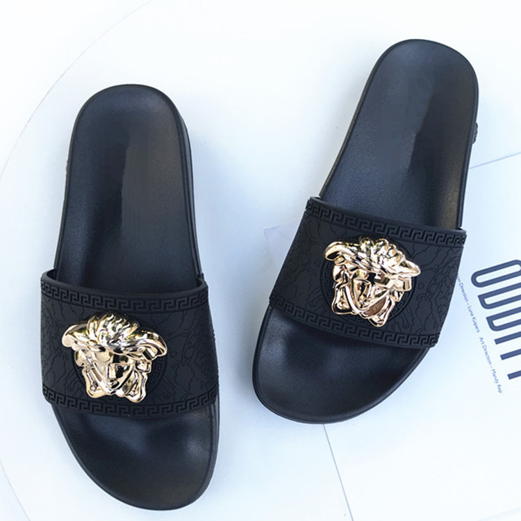 latest women and man platform shoes with head ornament one-piece non-slip beach comfortable casual slippers for man