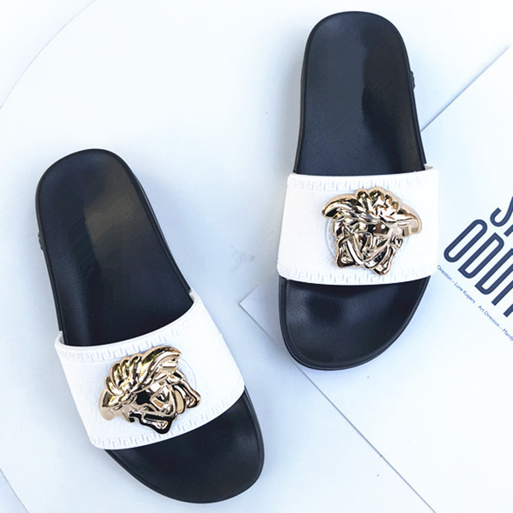 latest women and man platform shoes with head ornament one-piece non-slip beach comfortable casual slippers for man