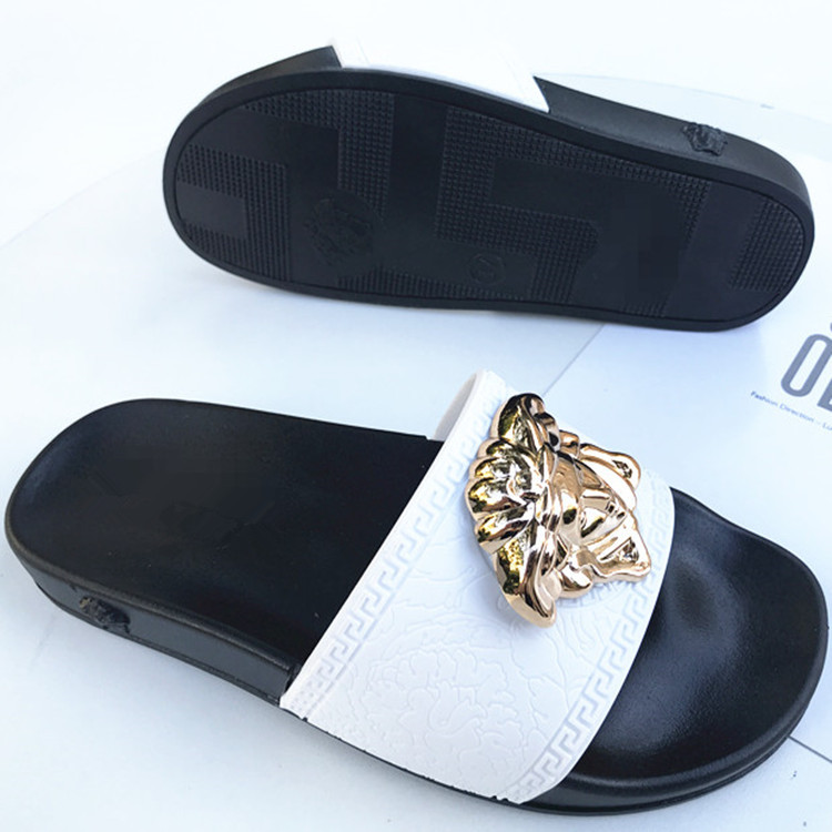 latest women and man platform shoes with head ornament one-piece non-slip beach comfortable casual slippers for man