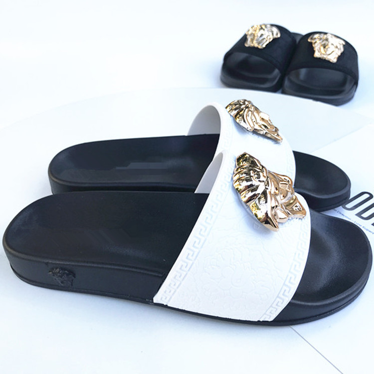 latest women and man platform shoes with head ornament one-piece non-slip beach comfortable casual slippers for man