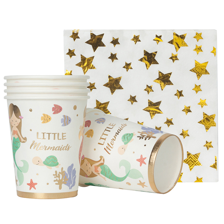 Kids Party Disposable Paper Little Mermaid Themed Party Supplies