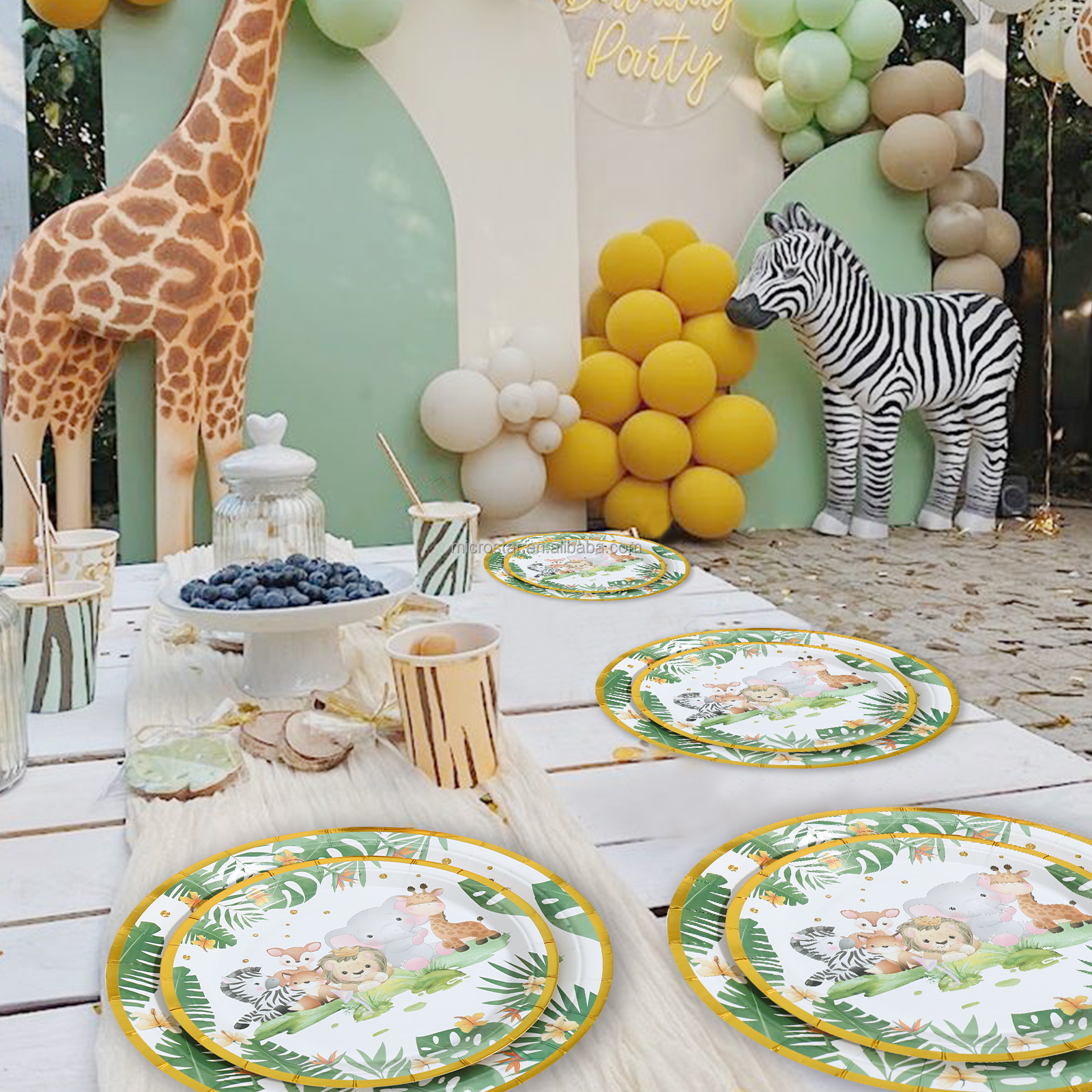 Jungle Animal Theme Party Decorations Jungle Safari Disposable Tableware Paper Plates Baby Shower Kids Birthday Party Su