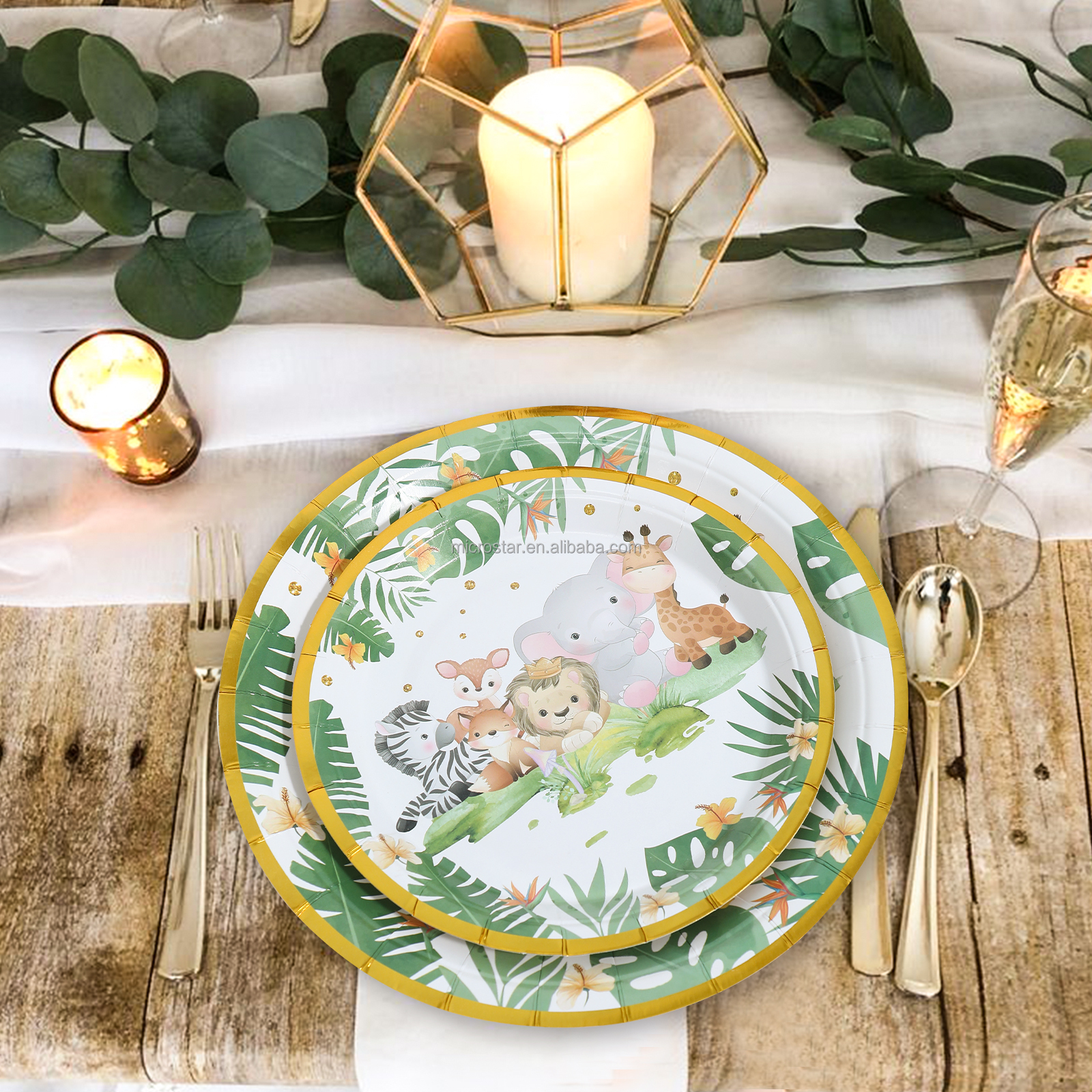 Jungle Animal Theme Party Decorations Jungle Safari Disposable Tableware Paper Plates Baby Shower Kids Birthday Party Su