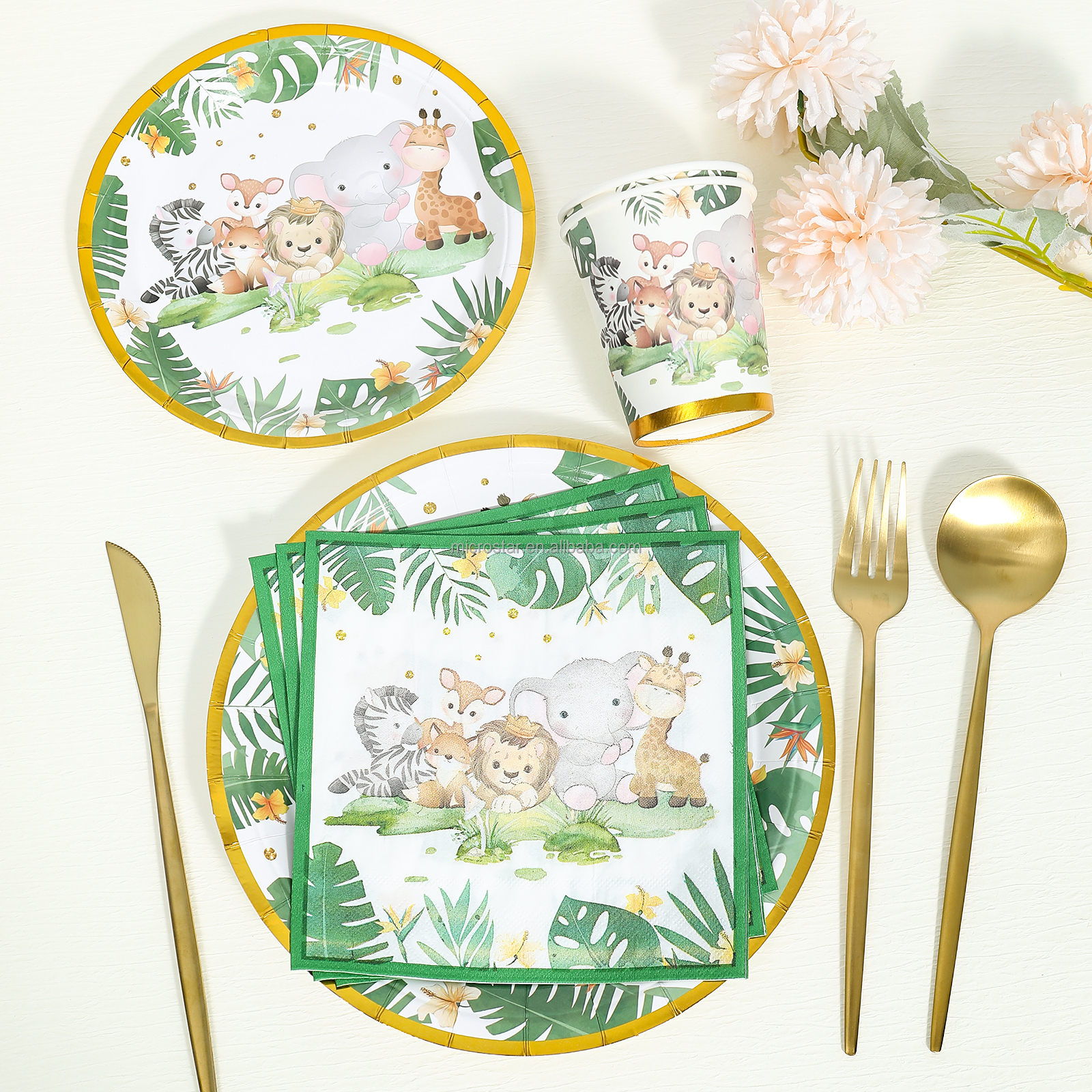 Jungle Animal Theme Party Decorations Jungle Safari Disposable Tableware Paper Plates Baby Shower Kids Birthday Party Su