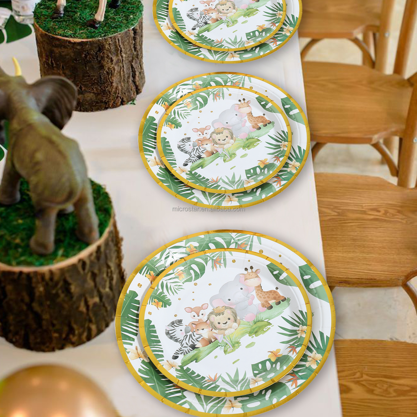 Jungle Animal Theme Party Decorations Jungle Safari Disposable Tableware Paper Plates Baby Shower Kids Birthday Party Su