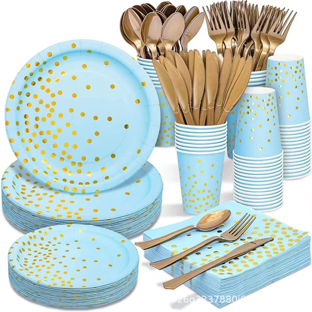 Disposable Party tableware table decorations Supplies birthday wedding Christmas Valentine Paper Cup Plate Napkin set fo