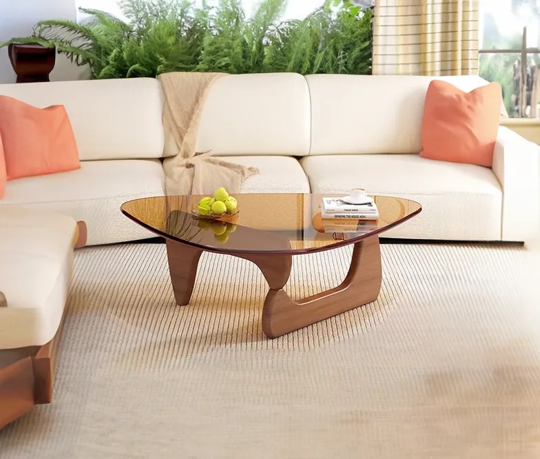 Noguchi Triangle Glass Modern Coffee Table