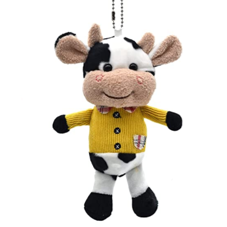 Plush Cow Keychains for Women Plush Bag Charm Stuffed Animal Car Key Chain Key Ring Pendant for Purse Handbag Bag Decora