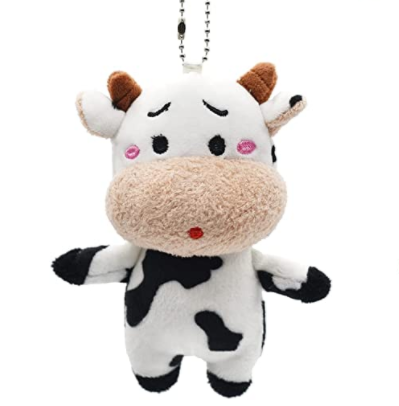 Plush Cow Keychains for Women Plush Bag Charm Stuffed Animal Car Key Chain Key Ring Pendant for Purse Handbag Bag Decora
