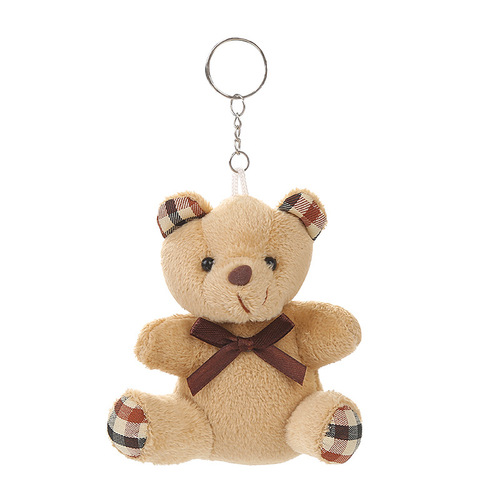 free shipping lovely plush bear keychain stuffed mini plush plushie bear keyring with colors brown pink white and grey