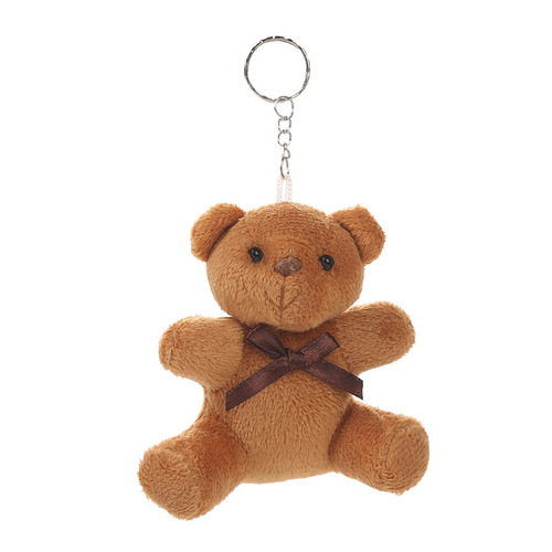 free shipping lovely plush bear keychain stuffed mini plush plushie bear keyring with colors brown pink white and grey