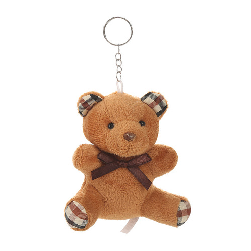 free shipping lovely plush bear keychain stuffed mini plush plushie bear keyring with colors brown pink white and grey