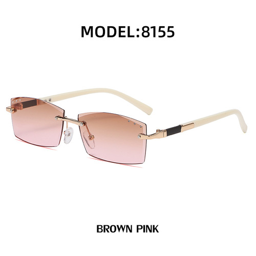 Stylish sunglasses for women Rimless diamond cut edge small frame sunglasses for women fashion