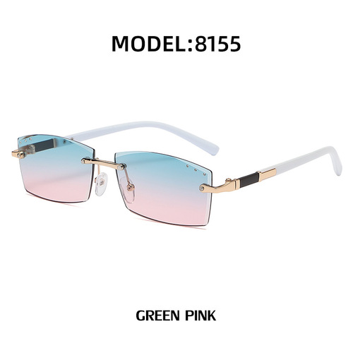 Stylish sunglasses for women Rimless diamond cut edge small frame sunglasses for women fashion