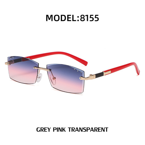 Stylish sunglasses for women Rimless diamond cut edge small frame sunglasses for women fashion