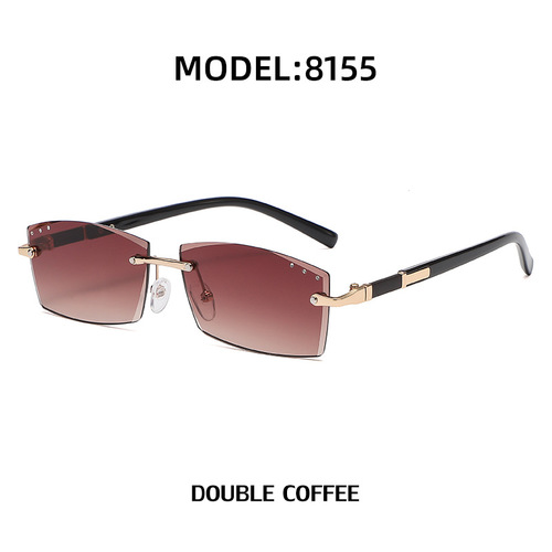 Stylish sunglasses for women Rimless diamond cut edge small frame sunglasses for women fashion