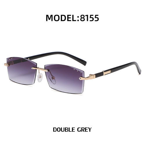 Stylish sunglasses for women Rimless diamond cut edge small frame sunglasses for women fashion