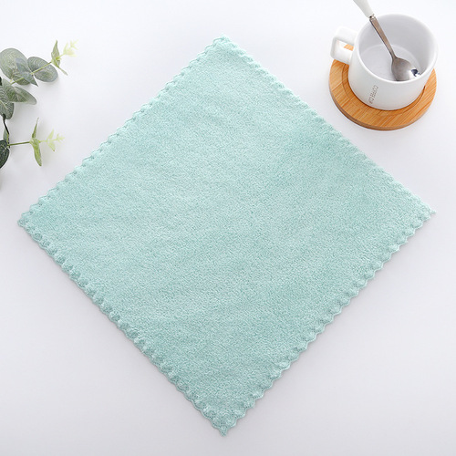 High-density coral wool plain square small children's face towel small towel kitchen rag