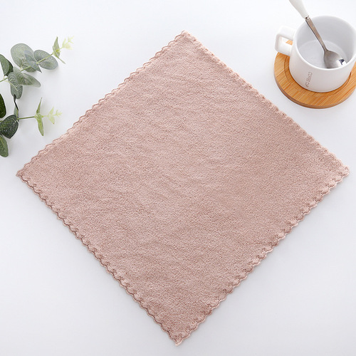 High-density coral wool plain square small children's face towel small towel kitchen rag