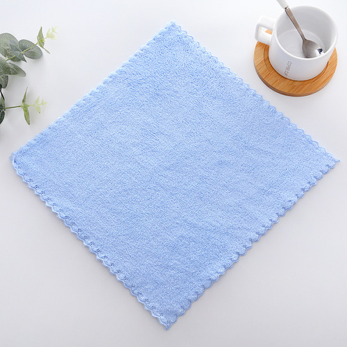 High-density coral wool plain square small children's face towel small towel kitchen rag
