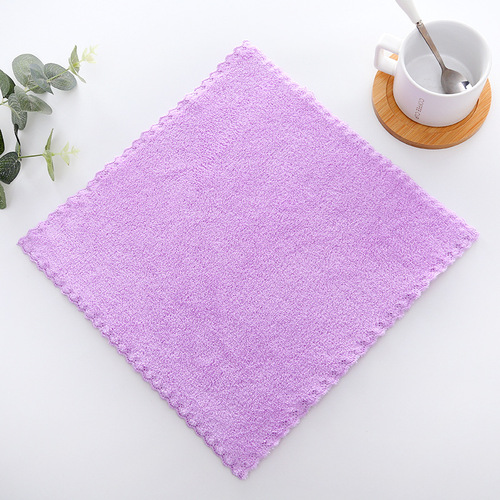 High-density coral wool plain square small children's face towel small towel kitchen rag