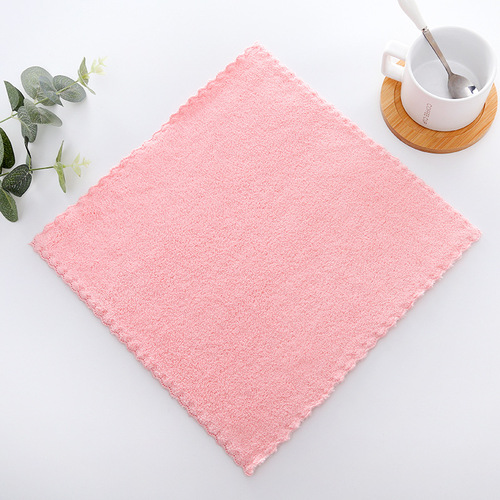 High-density coral wool plain square small children's face towel small towel kitchen rag
