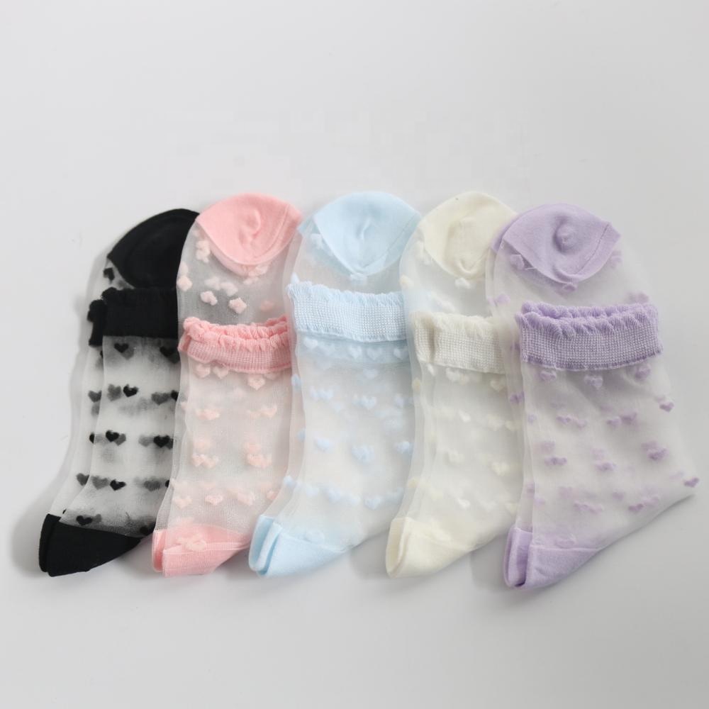 Summer Knitting Woman School Transparent Silk Quarter Girls Socks