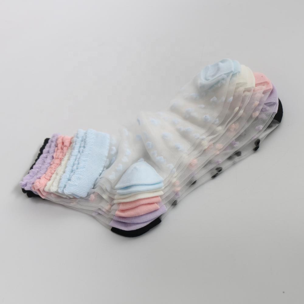 Summer Knitting Woman School Transparent Silk Quarter Girls Socks