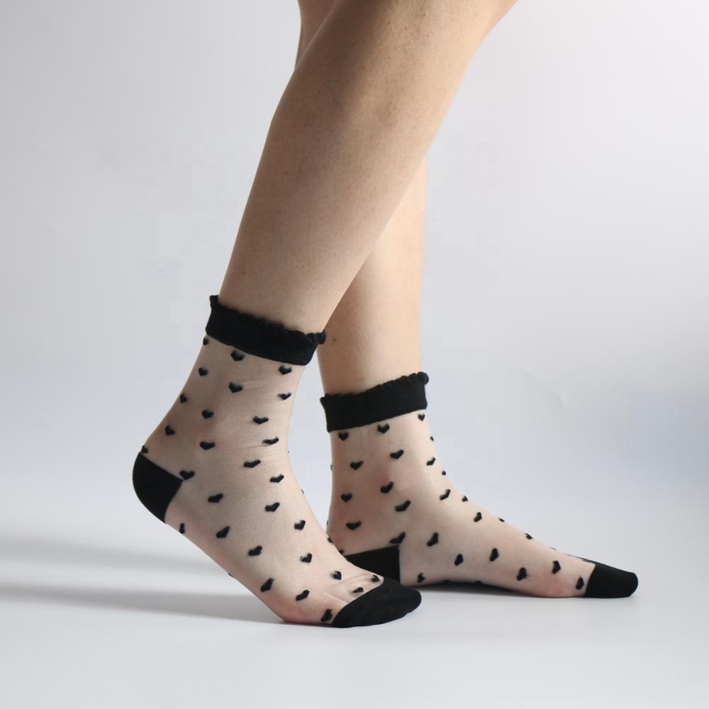 Summer Knitting Woman School Transparent Silk Quarter Girls Socks