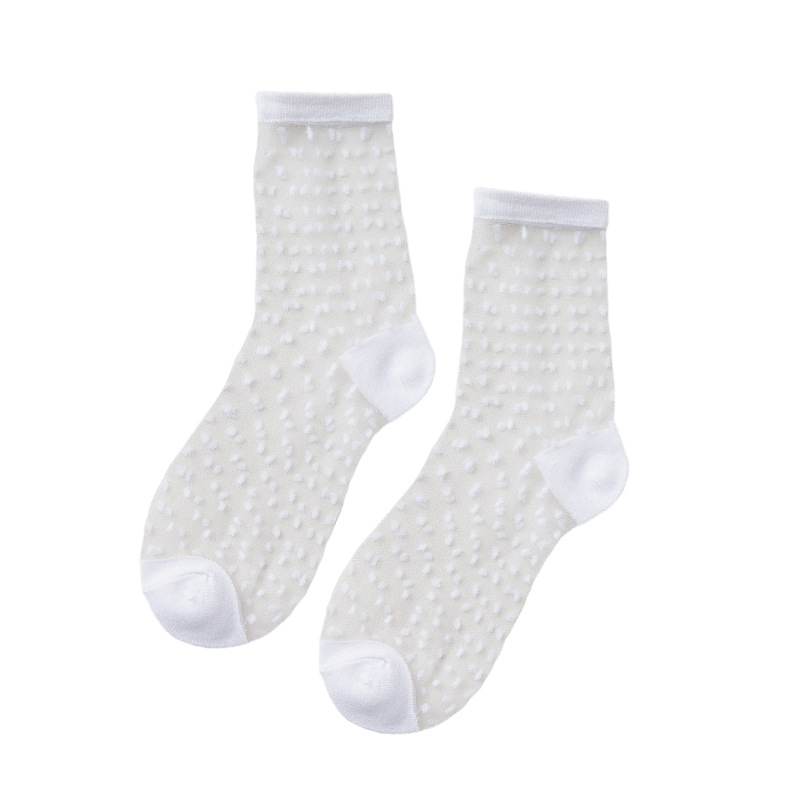 2023 Summer Ladies Fashion Sheer Silk Ultra Thin Transparent Crystal Lace Women Thin Socks