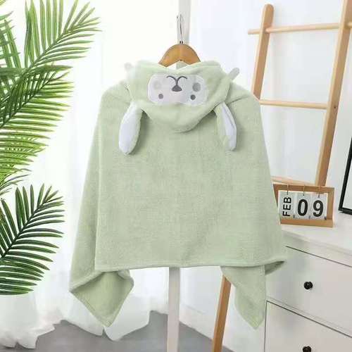 Children's bathrobe Baby bath towel cape coral velvet baby cartoon hat absorbent quick dry
