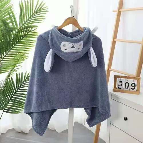 Children's bathrobe Baby bath towel cape coral velvet baby cartoon hat absorbent quick dry