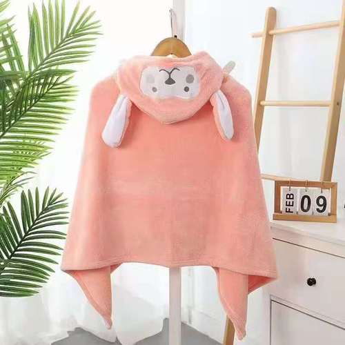 Children's bathrobe Baby bath towel cape coral velvet baby cartoon hat absorbent quick dry