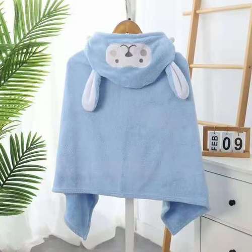 Children's bathrobe Baby bath towel cape coral velvet baby cartoon hat absorbent quick dry