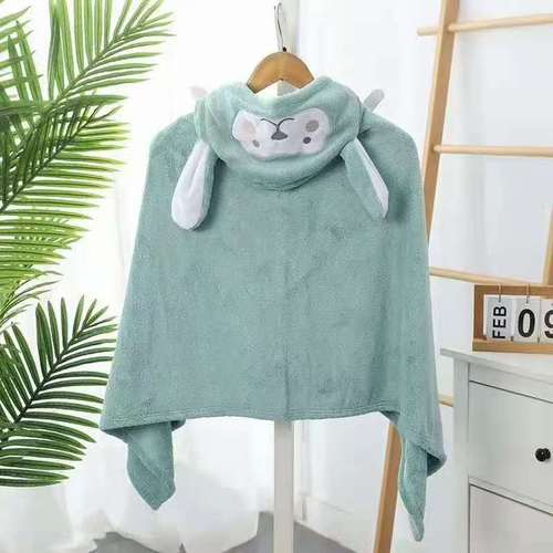 Children's bathrobe Baby bath towel cape coral velvet baby cartoon hat absorbent quick dry