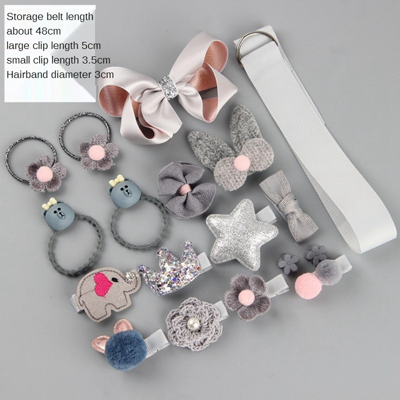 New Style Korean Fashion Cute Beautiful Children's Hair Accessories 18 Piece Sets Hair Clip Sets Rubber Hairpin