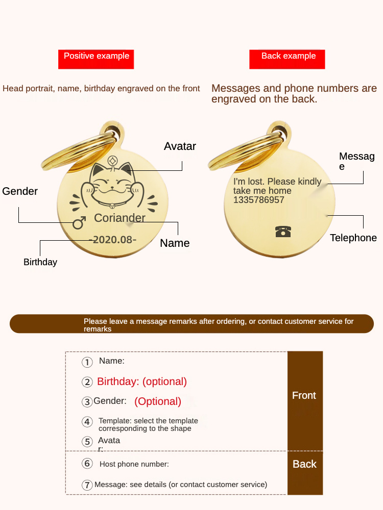 Cat collar cat brand lettering ized anti-lost pet ized famous brand Bell dog necklace small dog hanging tag